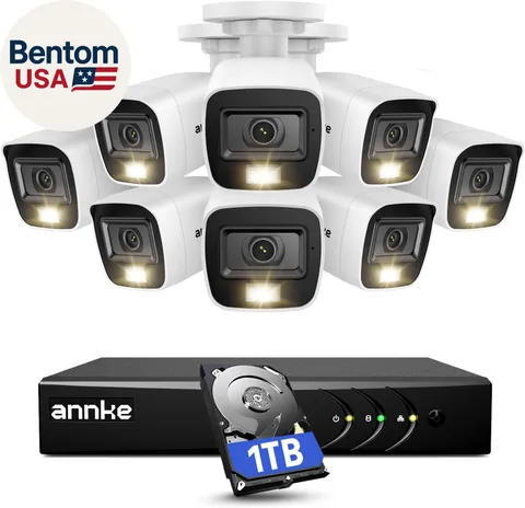 Home Wired Camera Security System with Audio, 8CH 3K Lite H.265+ AI DVR with 1 T