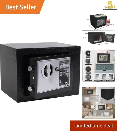 Durable Mini Security Safe Box with Anti-theft Alarm & Wall Mount Capability