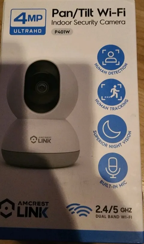Amcrest 4MP WiFi Camera Indoor, Human Detection, Motion-Tracking P401 