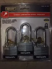 defiant 3 pack laminated steel padlock With 3 Keys