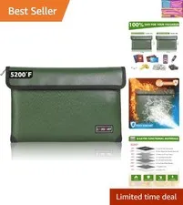 Fireproof Document Bag - with 5200°F Heat Insulated, Waterproof Fireproof Bag...