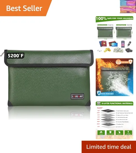 Fireproof Document Bag - with 5200°F Heat Insulated, Waterproof Fireproof Bag...
