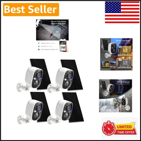 Ultra HD 2K Wireless Outdoor Security Cameras - Solar Powered with 2-Way Audio