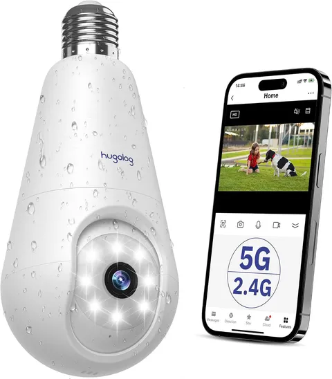 2K 3MP Light Bulb Security Camera 5G& 2.4GHz WiFi, 360° Wireless Outdoor Indoor