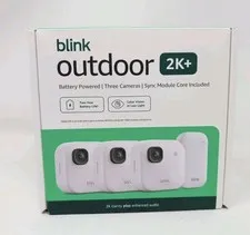 NEW 3 PACK Blink Outdoor 2K+ Wireless Security WHITE CAMERAS W/ SYNC CORE MODULE