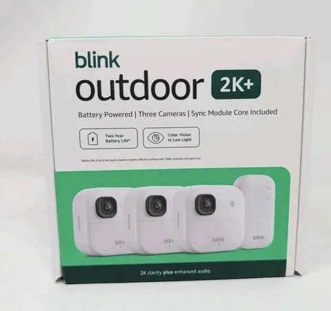 NEW 3 PACK Blink Outdoor 2K+ Wireless Security WHITE CAMERAS W/ SYNC CORE MODULE