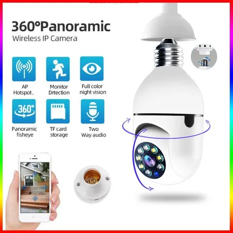 360° 1080P IP E27 Light Bulb Camera Wi-Fi IR Night Smart Home Wireless Security