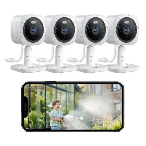 Hugolog 3K 5MP Outdoor Indoor Security Cameras for Home Security, 4 Pack,