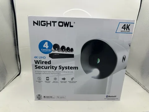 Night Owl Security System Bluetooth DVR w/ 1TB Hard Drive & 4 Wired 4K Cameras