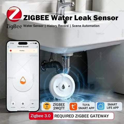 1 Pc Smart Zigbee Water Leak Sensor Flood Detector App Remote Monitoring Home