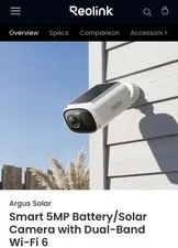 Reolink Argus Solar Smart 5MP Battery/Solar Camera with Dual-Band Wi-Fi 6