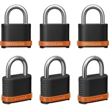 WULALACK 4 Digit Heavy Duty Combination Padlock 6 Pack Matte Black