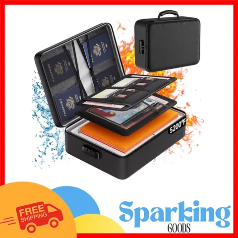 5200°F Fireproof and Waterproof Document Organizer with Lock - Portable Security