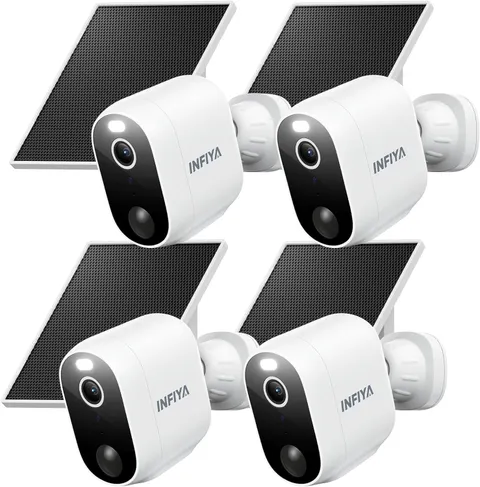 INFIYA Security Cameras Wireless Outdoor-Solar&Battery Powered 2K 2.4G (4-Pack)