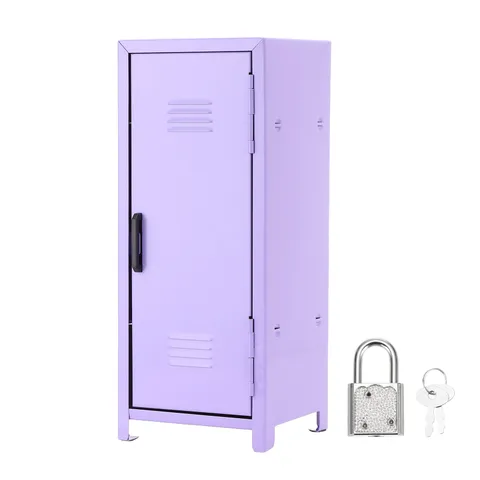 Mini Locker 4.3 x 10.8 Inch, Small Locker with Lock Keys, Purple