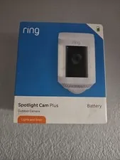 Ring - Spotlight Cam Plus Outdoor/Indoor Wireless 1080p Battery Camera - White