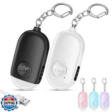Hion Personal Safety Alarm for Women, 2 Pack Rechargeable 130dB Self Defense 