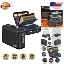 Fireproof Document Box Black -94 VTM-0 Certified Combination Lock Large Capac...
