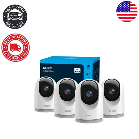 4-Pack 2K Indoor Security Cameras with 360° Motion Detection & Night Vision
