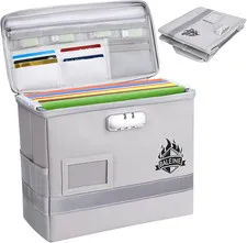Fireproof Document Box with Lock, Portable Fireproof Document Bag Waterproof Fir