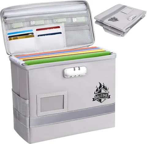 Fireproof Document Box with Lock, Portable Fireproof Document Bag Waterproof Fir