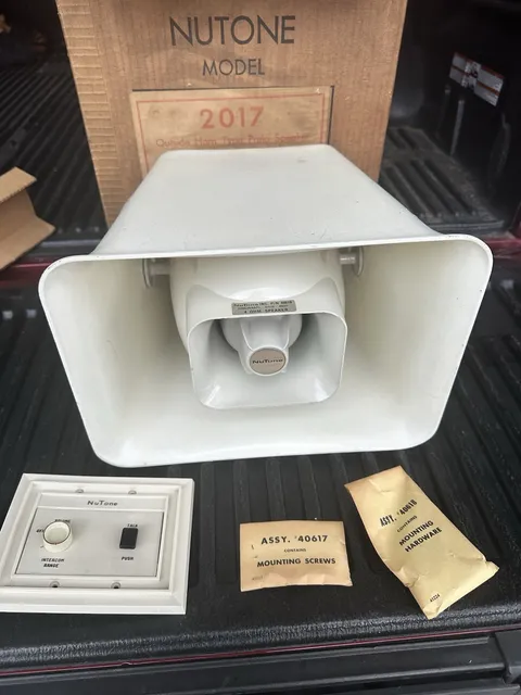 NuTone Music Intercom Outside Horn Patio Speaker With Remote Control Model 2017