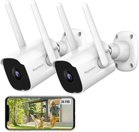 2K Security Camera Outdoor 2 Pack, 2.4G Wifi Home Security Cameras with Smart Si