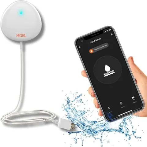MOBI Smart Wifi Water Leak Detector, App Alerts, Flood Sensor Alarm with 48” Ext