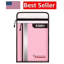 Upgraded Fireproof Bag 15.5x11.5 with 2 Pockets - Stylish Pink Safe Guard