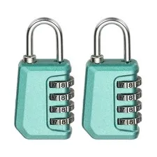 2 Pcs Combination Lock 4 Digit Locker Locks for Luggage Gym File Pearl Green