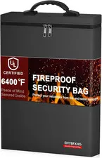 Fireproof Document Bag, Upgrade 6400℉Material Fireproof Money Bag with 2 Pockets