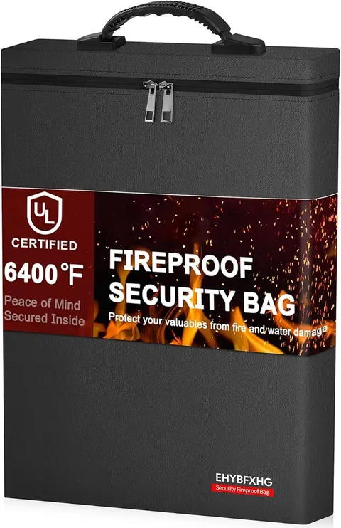 Fireproof Document Bag, Upgrade 6400℉Material Fireproof Money Bag with 2 Pockets