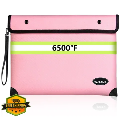 WJTZDZ Fireproof Money Bag Pink Medium