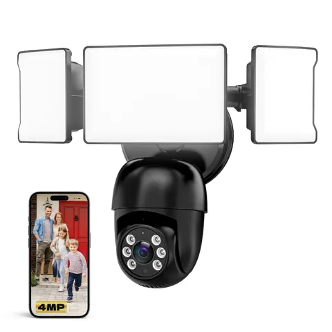 Floodlight Outdoor, 2K QHD Flood Lights Cam Wired, Motion Activated, Color Ni...