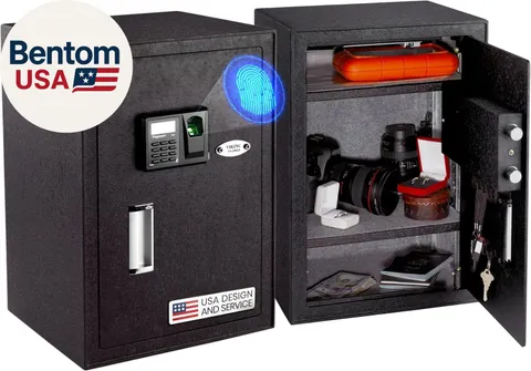 Large Biometric Safe – Quick-Access Fingerprint, PIN & Key Entry, Heavy-Duty Ste
