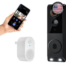 Wireless Smart Doorbell Camera 1080P AI Human Detection Night Vision Two-Way ...