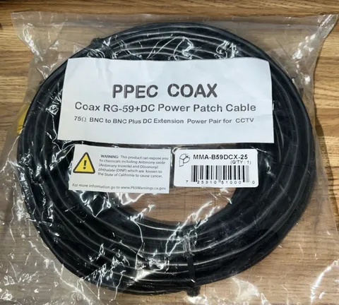25'  PAN PACIFIC  COAX RG-59+DC  POWER PATCH CABLE