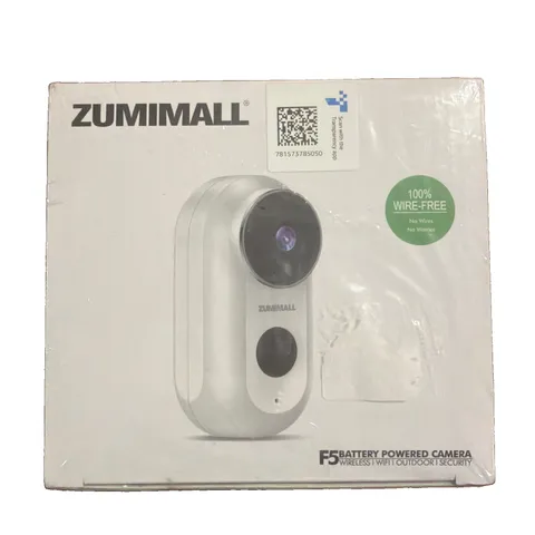 Wireless WiFi Outdoor Security Camera Zumimall F5 White Battery Powered NEW