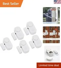 Wireless Security Alarm System - 5 Battery-Powered Magnetic Sensors at 95 dB