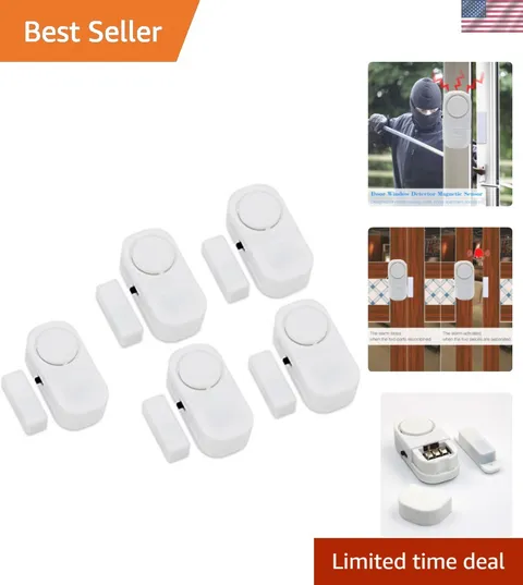Wireless Security Alarm System - 5 Battery-Powered Magnetic Sensors at 95 dB