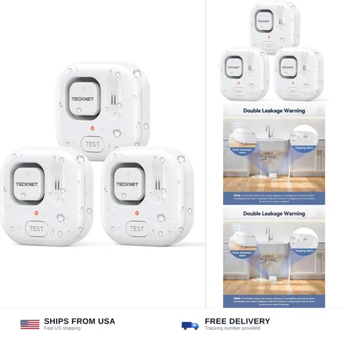 TECKNET Water Leak Detectors for Home, 120dB Water Sensor Alarm Leak Detector...
