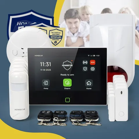 HOMSECUR Wireless WIFI 4G 2G SMS Autodial LCD Burglar Intruder 7" Alarm System
