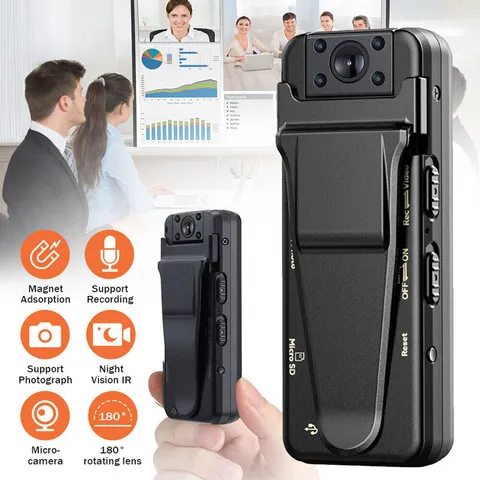 HD 1080P Camcorder Mini Police Body Pocket Camera 180° Video DVR IR Night DV Cam
