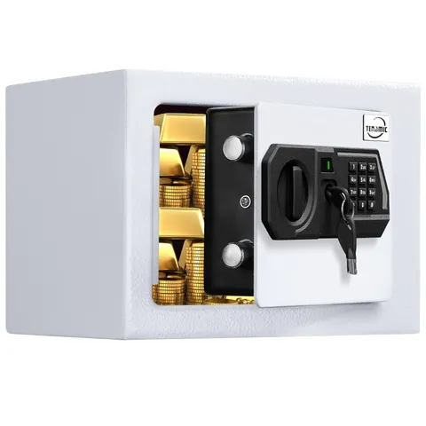 HB17 White 0.23 Cubic Feet Electronic Digital Security Safe Box Keypad Lock