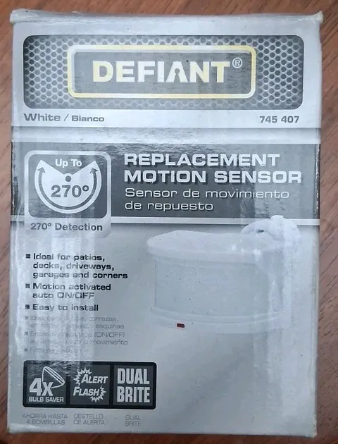 DEFIANT 270 DEGREE REPLACEMENT OUTDOOR MOTION SENSOR HARDWIRED 120V LIGHT WHITE