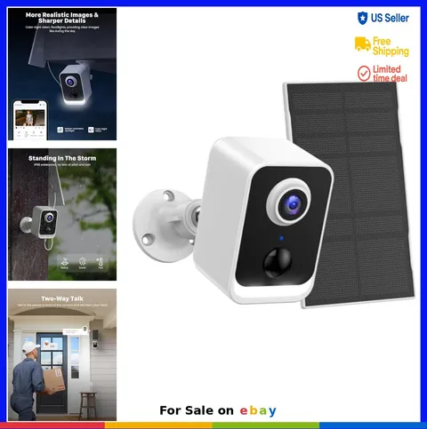 Wireless Security Camera Outdoor Solar Powered 1080P Battery WiFi Bullet Home