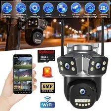 Outdoor Security WiFi Camera Tri-Lens Two-Way Talk Night Vision Surveillance LOT