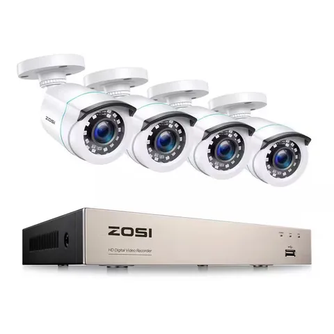 8-Channel H.265+ 2MP DVR Home Security Camera System with 4 1080P Wired Outdoor