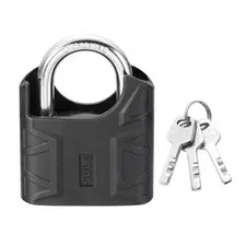 High Security Solid Steel Padlock with Key, Black (2-3/8 Inch)
