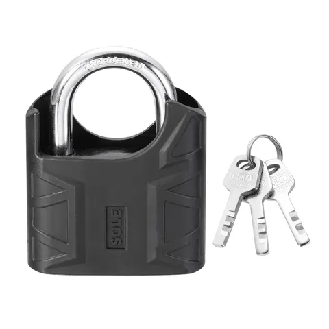 High Security Solid Steel Padlock with Key, Black (2-3/8 Inch)